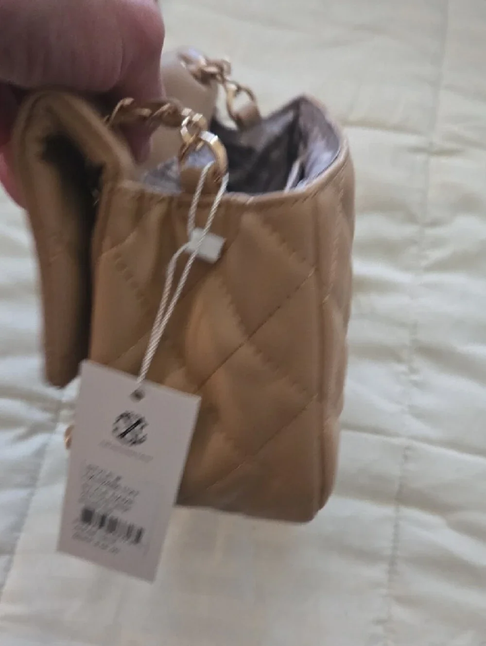 Christian LaCroix Quilted Crossbody Bag with Chain Strap - Tan/Toffee NWT - Picture 4 of 7
